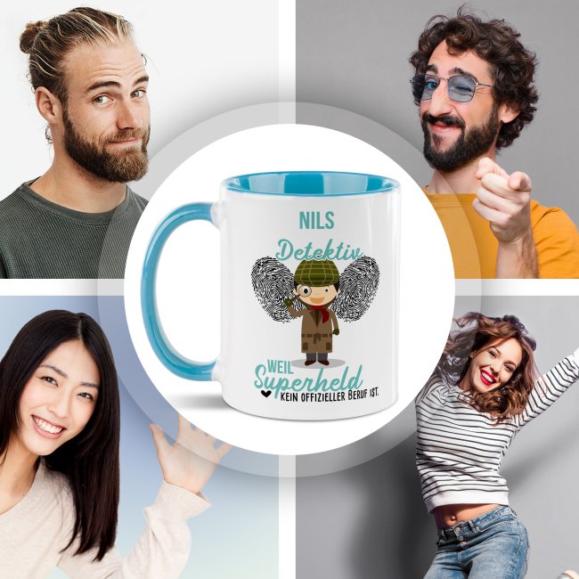 Berufe-Tasse f&uuml;r M&auml;nner - Detektiv - mit Name