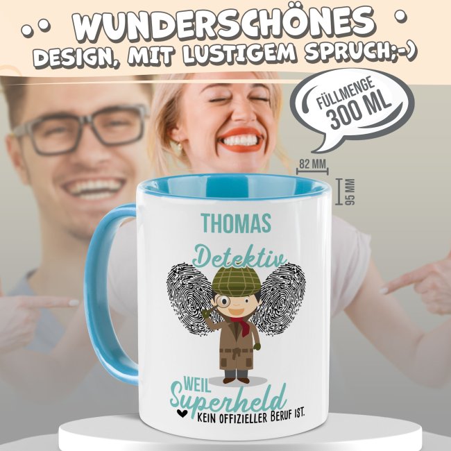 Berufe-Tasse f&uuml;r M&auml;nner - Detektiv - mit Name