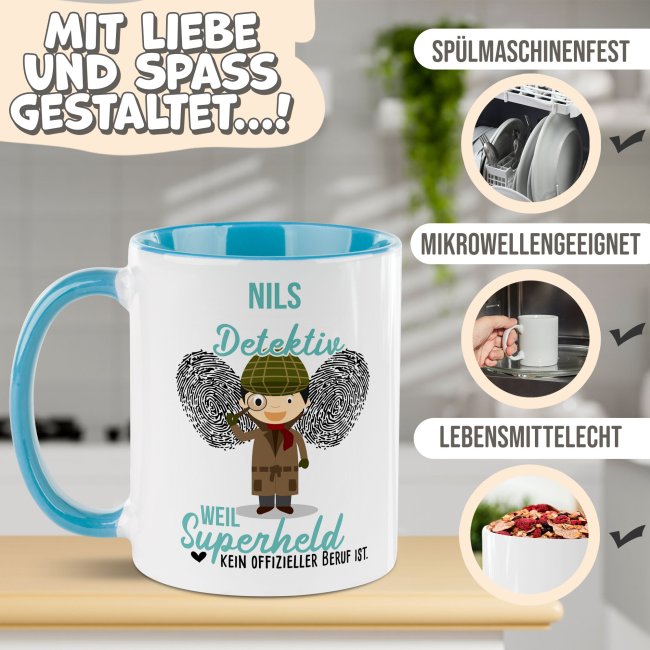 Berufe-Tasse f&uuml;r M&auml;nner - Detektiv - mit Name