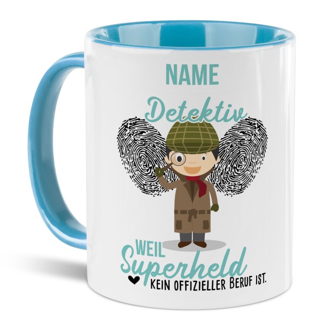 Berufe-Tasse f&uuml;r M&auml;nner - Detektiv - mit Name