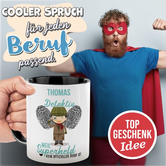 Berufe-Tasse f&uuml;r M&auml;nner - Detektiv - mit Name