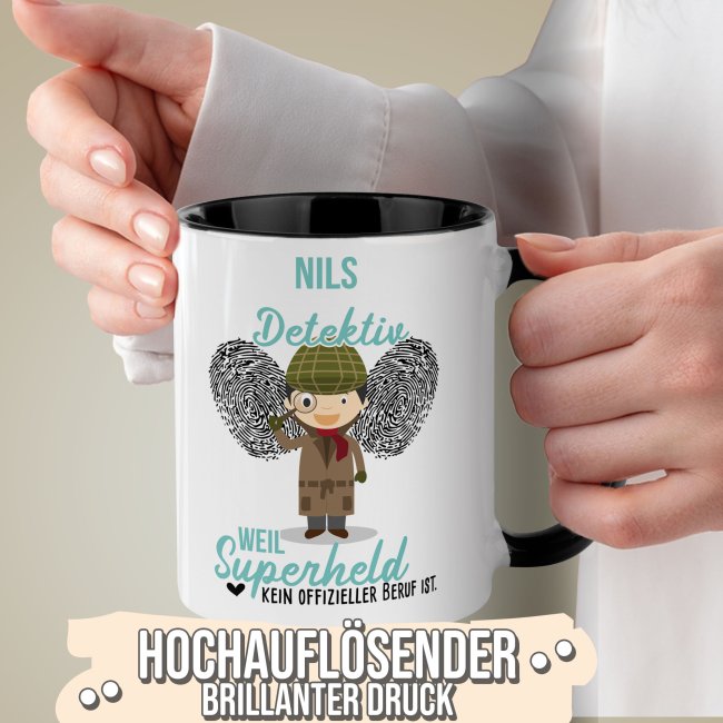 Berufe-Tasse f&uuml;r M&auml;nner - Detektiv - mit Name