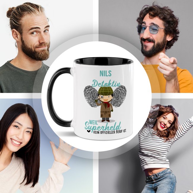 Berufe-Tasse f&uuml;r M&auml;nner - Detektiv - mit Name