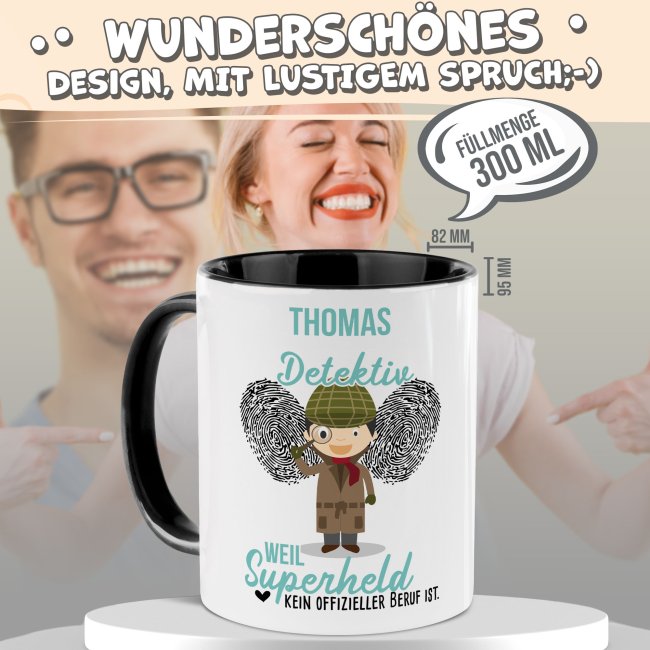 Berufe-Tasse f&uuml;r M&auml;nner - Detektiv - mit Name