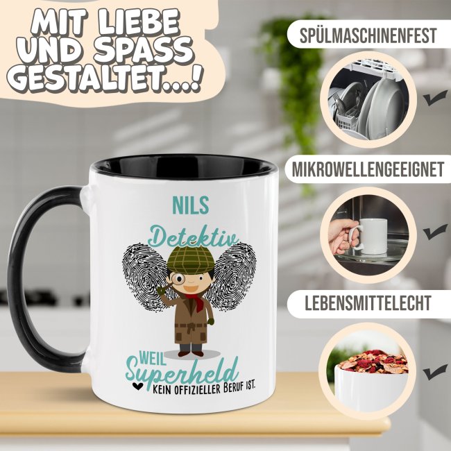 Berufe-Tasse f&uuml;r M&auml;nner - Detektiv - mit Name