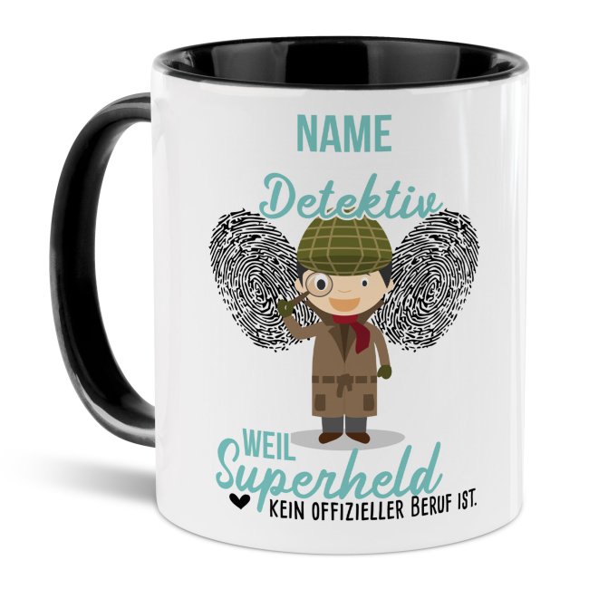 Berufe-Tasse f&uuml;r M&auml;nner - Detektiv - mit Name