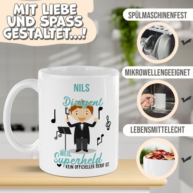 Berufe-Tasse f&uuml;r M&auml;nner - Dirigent - mit Name