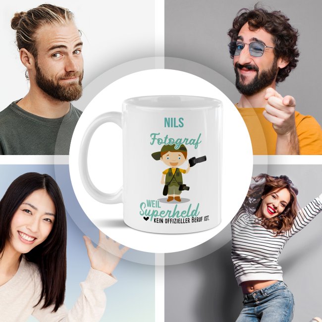 Berufe-Tasse f&uuml;r M&auml;nner - Fotograf - mit Name