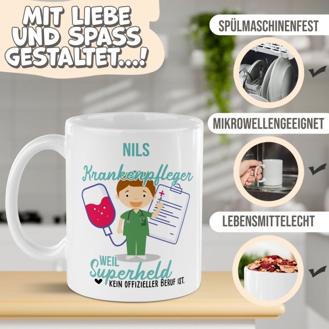 Berufe-Tasse f&uuml;r M&auml;nner - Krankenpfleger - mit Name