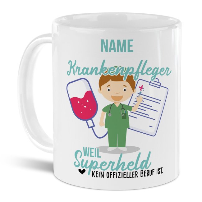 Berufe-Tasse f&uuml;r M&auml;nner - Krankenpfleger - mit Name