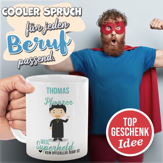 Berufe-Tasse f&uuml;r M&auml;nner - Pfarrer - mit Name