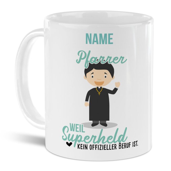 Berufe-Tasse f&uuml;r M&auml;nner - Pfarrer - mit Name