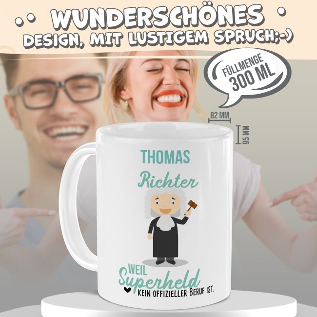 Berufe-Tasse f&uuml;r M&auml;nner - Richter - mit Name