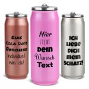 Edelstahl Cola-Dose mit Trinkhalm und Wunschtext - 4...