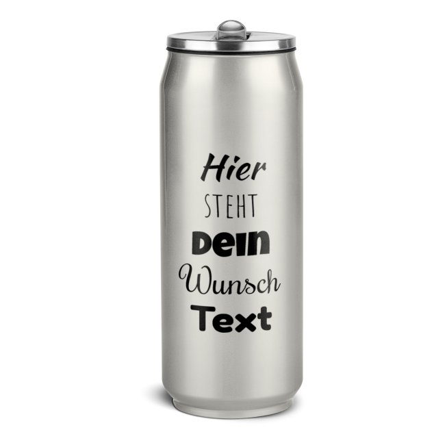 Edelstahl-Trinkflasche - Cola-Dose - mit Text individuell gestalten - Grau Metallic - 420 ml