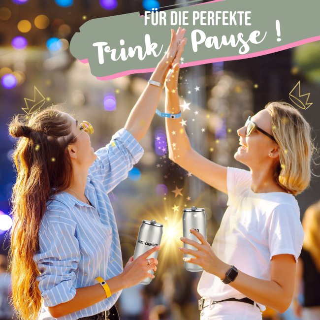 Edelstahl-Trinkflasche - Cola-Dose - mit Text individuell gestalten - Grau Metallic - 420 ml