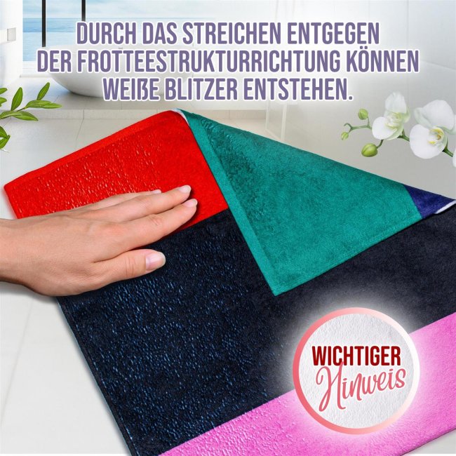 Handtuch personalisieren - mit Foto, Name, Datum und Initiale - Hochformat 100 x 50 cm, blau