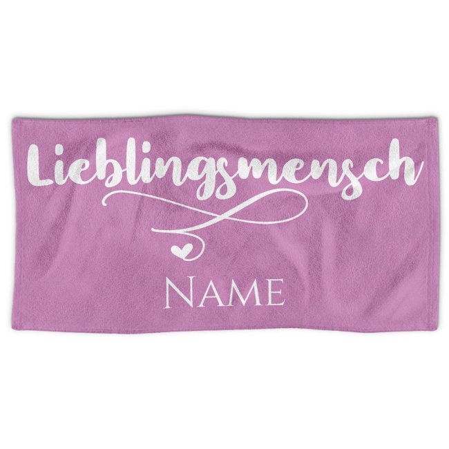 Handtuch personalisieren - Lieblingsmensch - mit Name - Hochformat, 140 x 70 cm, rosa