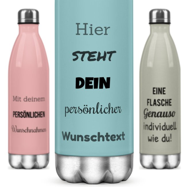 Edelstahl-Trinkflasche - mit Text selbst gestalten - verschiedene Farben, 500 ml