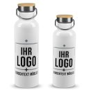 Edelstahl Trinkflasche mit Logo  bedrucken - Wei&szlig;...