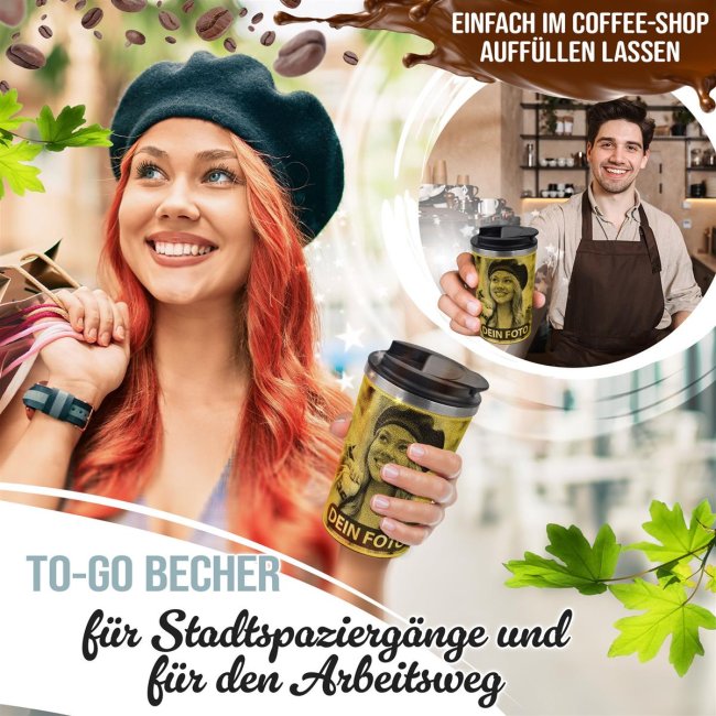 Edelstahlbecher mit Glitzereffekt - 350 ml - Gold