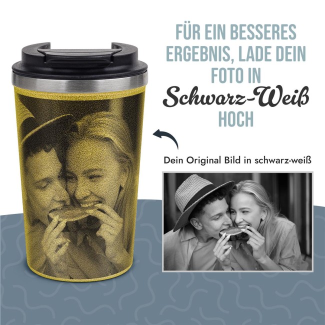 Edelstahlbecher mit Glitzereffekt - 350 ml - Gold