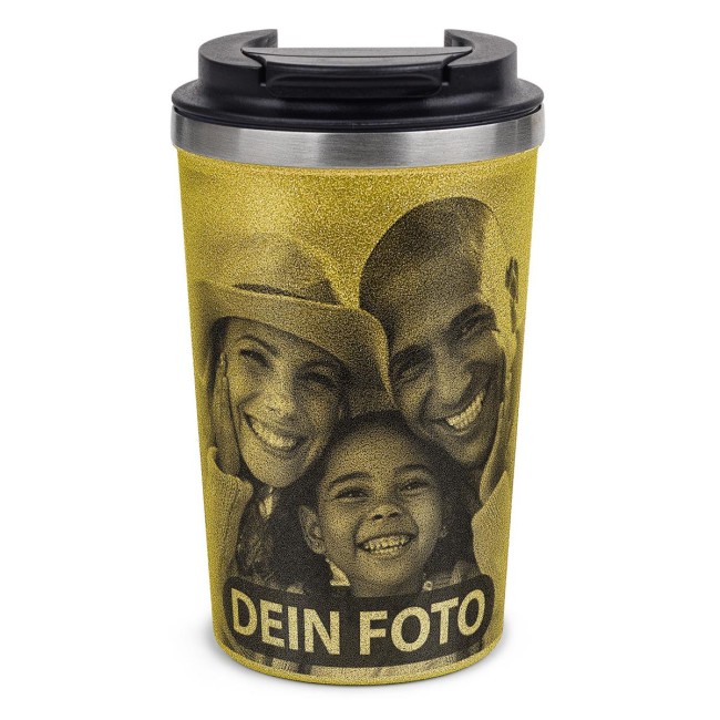 Edelstahlbecher mit Glitzereffekt - 350 ml - Gold