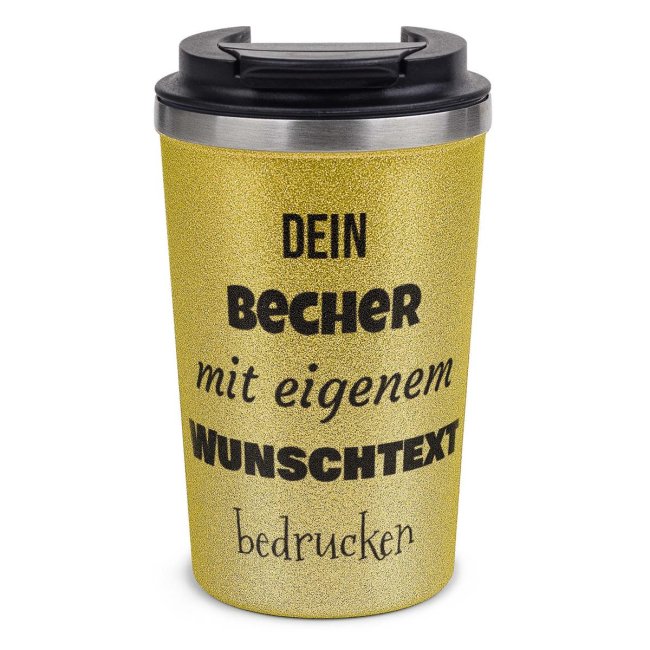 Edelstahlbecher beschriften in Glitzergold| Tassendruck, 20,95 €