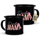 Emaille-Tasse schwarz - Danke Mama - mit Foto bedruckt
