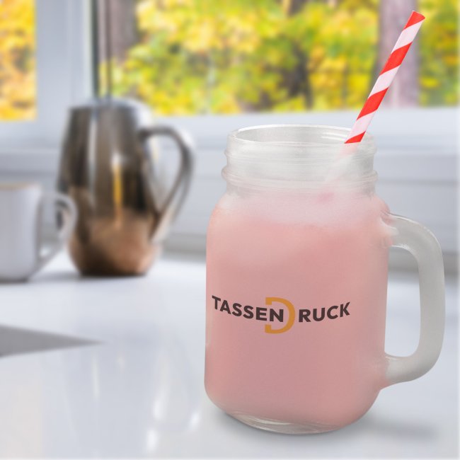 Retro-Trinkglas mit Deckel und Trinkhalm - Satiniert und Transparent