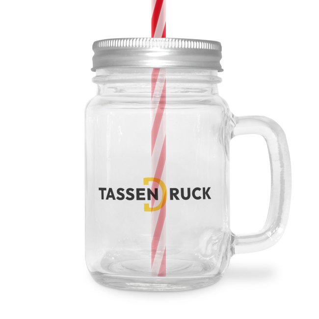 Retro-Trinkglas mit Deckel und Trinkhalm - Satiniert und Transparent