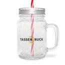 Retro-Trinkglas mit Deckel und Trinkhalm - Satiniert und...