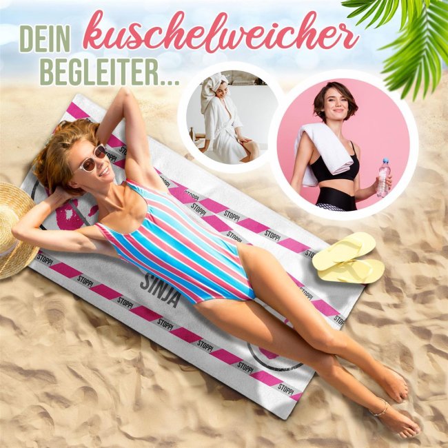 Strandtuch bedrucken - Do not touch - mit Name bedruckt - 140 x 70 cm