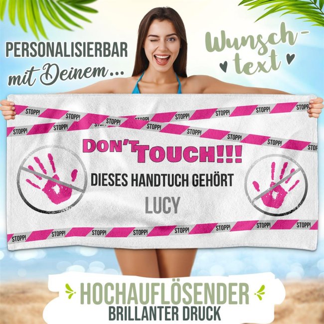 Strandtuch bedrucken - Do not touch - mit Name bedruckt - 140 x 70 cm