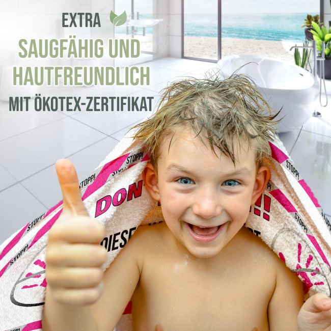 Handtuch bedrucken - Do not touch - mit Name bedruckt - 100 x 50 cm