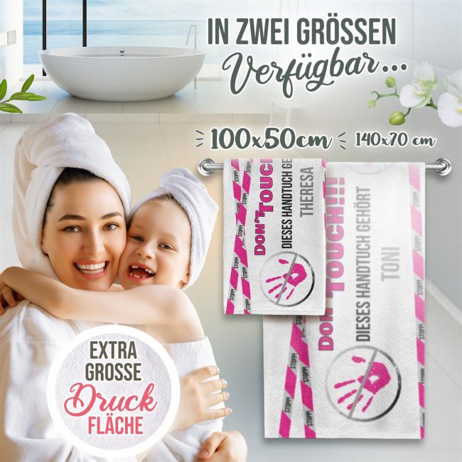 Handtuch bedrucken - Do not touch - mit Name bedruckt - 100 x 50 cm