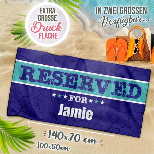 Handtuch personalisieren - Reserved For - mit Name - in zwei Gr&ouml;&szlig;en und f&uuml;nf Farben