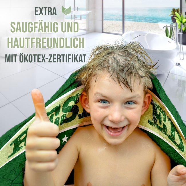 Handtuch mit Name personalisieren - Reserved For - Gr&uuml;n, 100 x 50 cm