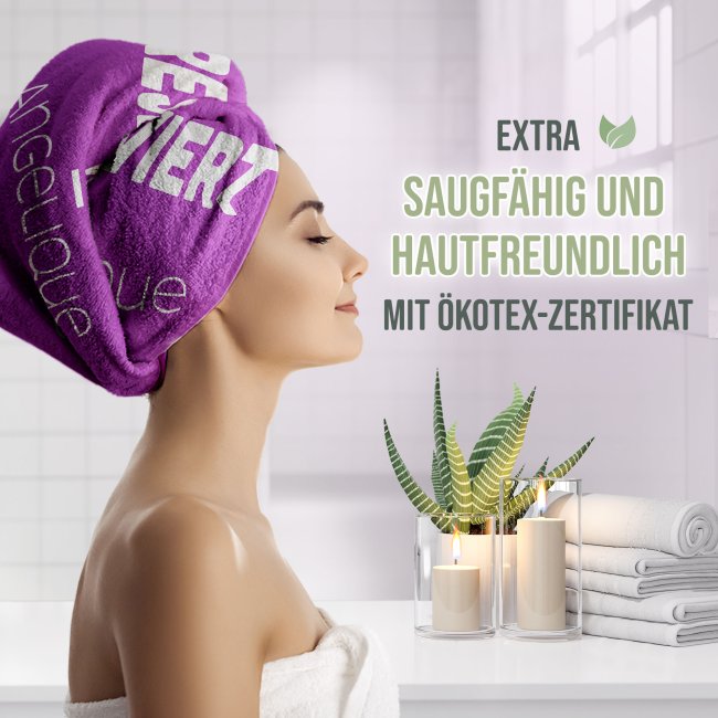 Badetuch mit Name personalisieren - Reserviert von - Moosgr&uuml;n, 140 x 70 cm