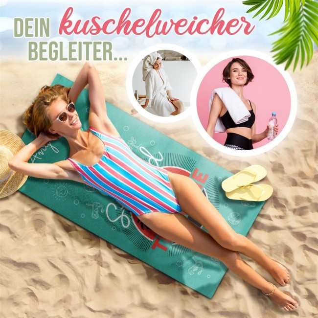 Badetuch mit Text selbst gestalten - Strandtherapie - 140 x 70 cm
