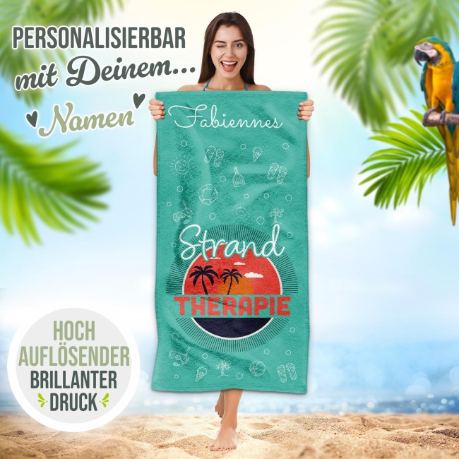 Badetuch mit Text selbst gestalten - Strandtherapie - 140 x 70 cm