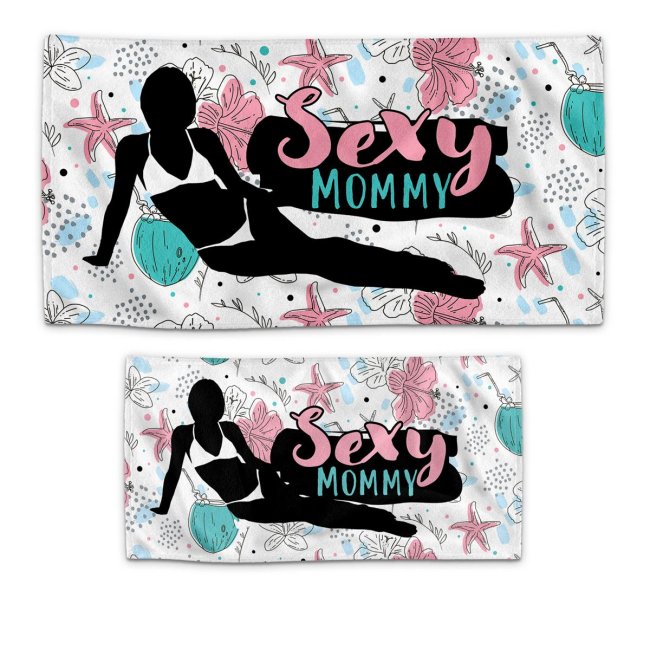 Handtuch f&uuml;r Frauen mit Spruch - Sexy Mommy - in 2 Gr&ouml;&szlig;en erh&auml;ltlich