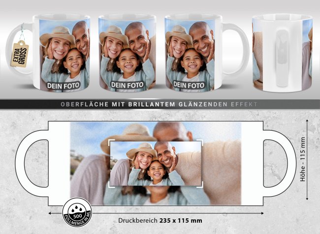 XXL Fototasse BIG 500 ml - Panorama-Druck
