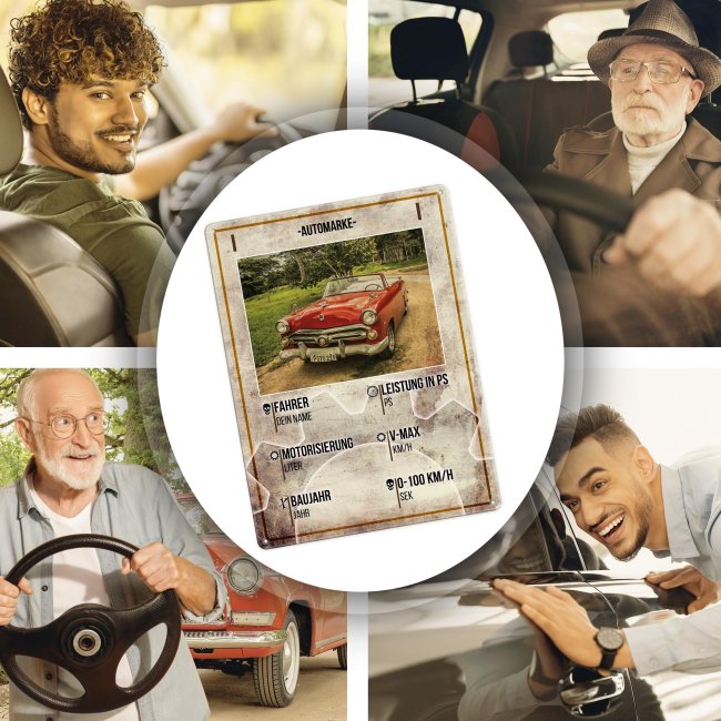 Personalisiertes Autoschild - Steckbrief mit Foto und Daten selbst gestalten