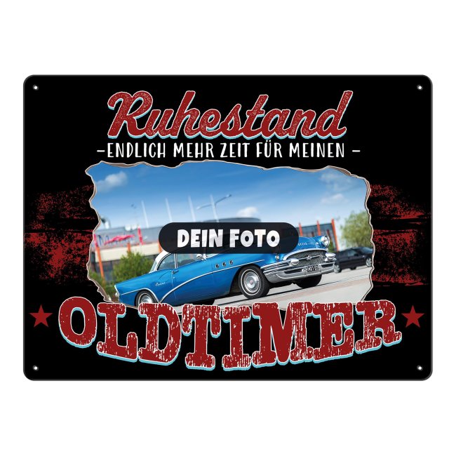 Autoschild - Ruhestand, mehr Zeit f&uuml;r den Oldtimer - mit Foto