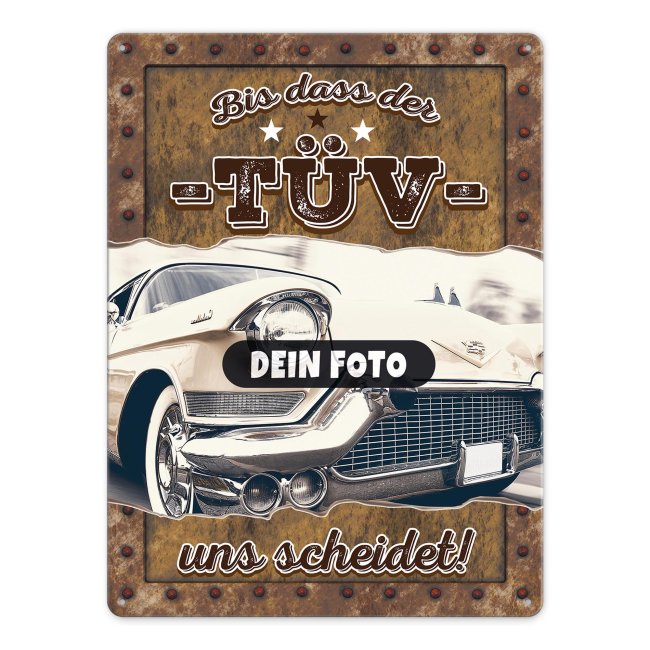 Autoschild mit Foto gestalten - Bis das der T&Uuml;V uns scheidet