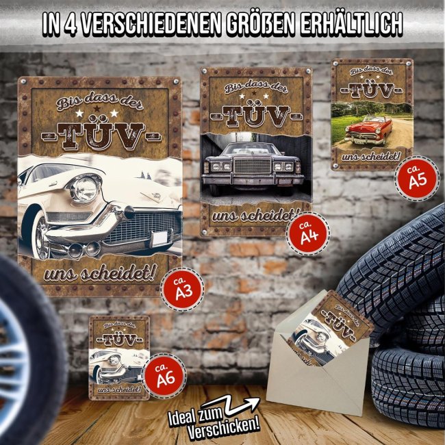 Autoschild mit Foto gestalten - Bis das der T&Uuml;V uns scheidet