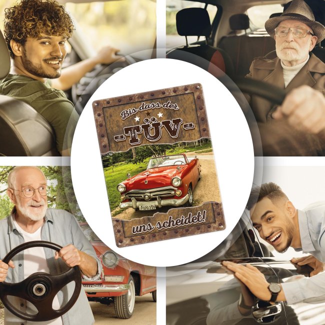 Autoschild mit Foto gestalten - Bis das der T&Uuml;V uns scheidet