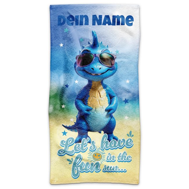 Kinder-Badetuch mit Name gestalten - Dino - 140 x 70 cm