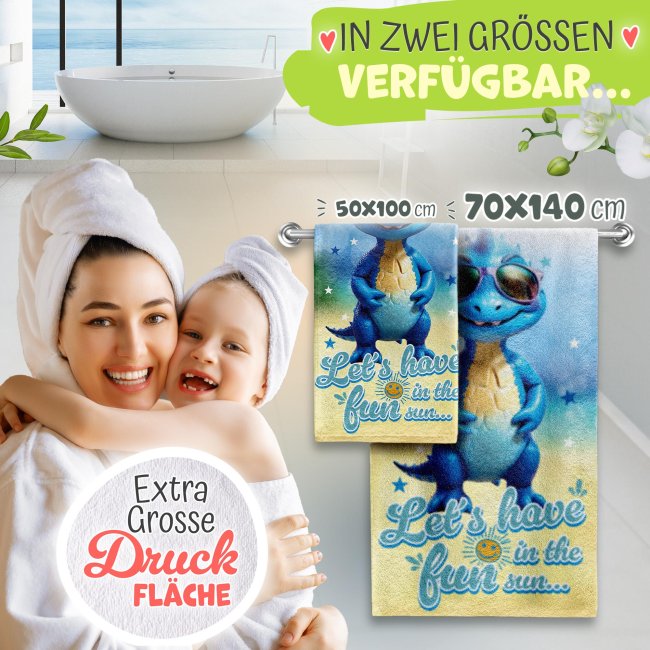 Kinder-Badetuch mit Name gestalten - Dino - 140 x 70 cm